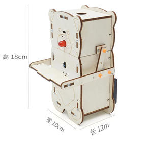 Kit batang OKYN-G5787, Robot makan koin <span class=keywords><strong>Sensor</strong></span> gerak pembuatan sendiri, kayu beruang DIY - Product Image 5