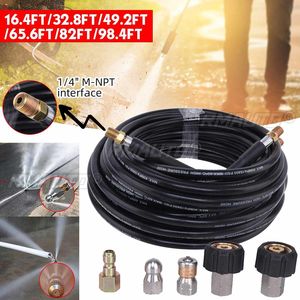 Kit de nettoyage de canalisations pour nettoyeur haute pression Karcher, tuyau de 1/4 pouce NPT, tuyau de nettoyage des drains, buse de nettoyage de canalisations à bouton et rotative - Product Image 1