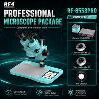 Microscope stéréoscopique trinoculaire RF-6558PRO-4KC6FIS avec caméra 4K et éclairage annulaire LED pour usage industriel, réparation de matériel informatique et de cartes PBC