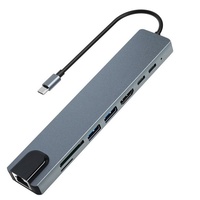 Station d'accueil 8 ports multifonction avec lecteur de carte SD et ports USB Type-C pour transfert de données - En stock