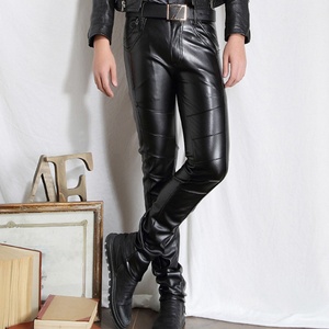 Pantalon crayon moulant en cuir PU noir sexy pour homme, personnalisé, vente en gros - Product Image 3