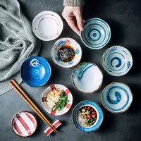 Vajilla de cerámica blanca y azul de estilo japonés, miniplato de salsa de soja profunda, vajilla barata