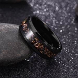 Anneaux de mariage marocains créatifs en carbure de tungstène pur, incrustation de pierres précieuses et de cuivre, design classique pour couples, pour hommes et femmes - Product Image 3