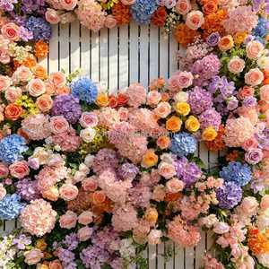 Parete Floreale Artificiale Realistica Morbida per Sfondo Matrimonio, Decorazione con Ortensie, Margherite e Rose - Ingrosso - Product Image 4