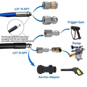 5800PSI tuyau de chasse haute pression 1/4 pouces tête de bouton kit de <span class=keywords><strong>buse</strong></span> de pulvérisation d'égout arrière pivotant - Product Image 5