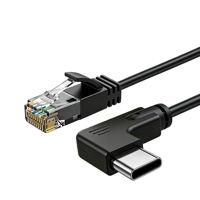 Câble Ethernet Gigabit Type C à RJ45 coudé à 90 degrés, coque en aluminium, négociation automatique 10/100/1000 Mbps, cordon réseau LAN
