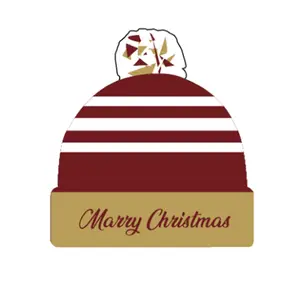 Pabrik ODM kualitas tinggi grosir topi rajut Natal topi bordir logo kupluk rajut musim dingin dengan Pom