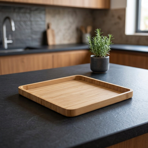 Assiette de service en bois gravée de qualité supérieure, écologique, en stock, style moderne et luxueux, provenant d'Inde, HANNAN HANDICRAFT - Product Image 1