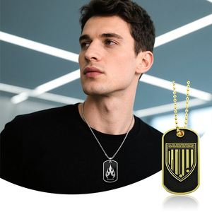 Ciondoli con emblema in oro nero personalizzati <span class=keywords><strong>accessori</strong></span> per collo stile tendenza da gioco per collana per animali domestici catena sportiva e membri delle forze armate - Product Image 5