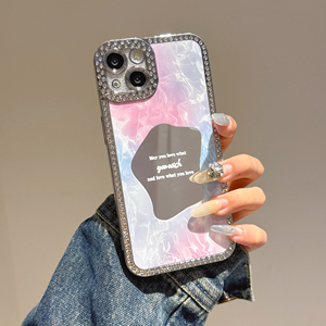 Custodia a prova di caduta con guscio rigido in vetro Bling Diamond per iPhone 11 15 17 16 Plus Cover posteriore da <span class=keywords><strong>donna</strong></span> con protezione per fotocamera - Product Image 3