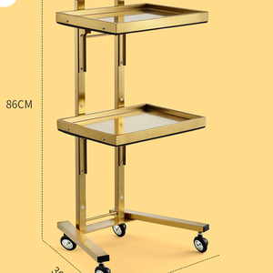 Chariot de rangement mobile en métal doré, chariot de beauté, chariot utilitaire roulant pratique - Product Image 3