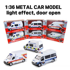 पांडा 1/36 स्केल डायकास्ट एम्बुलेंस और पुलिस कार मॉडल पुल-बैक डोर ओपन लाइट सजावट मिश्र धातु कार खिलौने संग्रह - Product Image 5