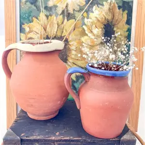 Modern unique retro decor home vases cheap handmade red clay terracotta jugs pottery flower plant vase for decoration