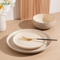 Stock ! Assiettes en céramique blanche solide polie, durables, écologiques, modernes, conçues sur mesure, marque LOMATO, lot de 4, pour les entreprises