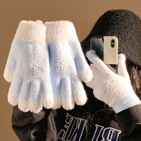 Nouveaux gants en tricot doux à flocons de neige contrastants bleus et blancs avec strass, pour l'hiver, les loisirs quotidiens, coupe-vent et chauds