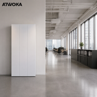 Armoire de classement verticale ATWOKA à trois portes verrouillables, meuble de bureau en bois pour l'archivage, idéal pour les bureaux de direction