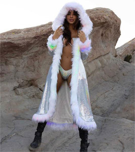 Hip hop phong cách giản dị áo khoác mùa đông dẫn Sequins lông Polyester Lót nhuộm đồng bằng thời trang cá tính Halloween trang phục bên - Product Image 3