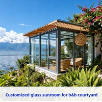Véranda en aluminium pour cour, terrasse sur mesure, isolée, insonorisée, étanche, pour jardin extérieur incliné