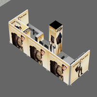Stand d'exposition pour salon professionnel Travel Gear Expo avec mur vidéo LED et système d'affichage en tissu SEG à tour modulaire