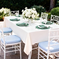 Nappes de table rectangulaires infroissables et lavables, décorées de nappes blanches, pour buffets et camping