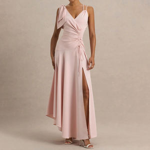 <span class=keywords><strong>ชุด</strong></span>เดรสทรงเอไลน์ผ้าเครป คอลเลคชั่นฤดูร้อนใหม่ ZYHT 75124  ผ่าสูง ไม่มีแขน สายเดี่ยว จับจีบ สำหรับงานปาร์ตี้และค็อกเทล - Product Image 2