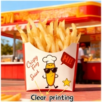 Boîtes à frites jetables en papier kraft recyclable, impression UV personnalisée du logo, emballage à emporter pour la restauration rapide