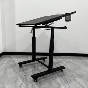 Bureau debout roulant réglable en hauteur, bureau de dessin inclinable, bureau assis-debout, table de dessin semi-élevable - Product Image 5
