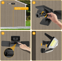 Lámpara de Pared LED Solar de Seguridad con Sensor Integrado/Independiente de 4 Cabezas para Garaje, 288/338A, con Control Remoto Infrarrojo