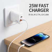 Cantell Cargador de pared USB 2A Puerto USB A + C Adaptador de enchufe de alimentación Cargador de teléfono rápido Carga de bloque para teléfono móvil