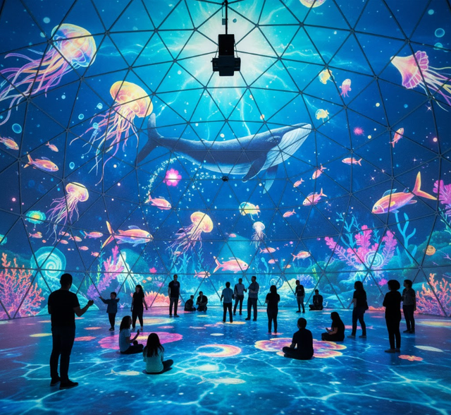 Interactive 3D 360 Dome Mapping Projector Projection Immersive Dome Experience Space Planetarium Dome Projector for Planetarium