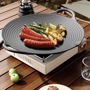 11/13 pouces coréen BBQ Grill Pan pré-assaisonné en fonte <span class=keywords><strong>Paella</strong></span> Pan Camping Grill Grill Grill pour cuisinière plat avec approvisionnement en échantillons - Product Image 5