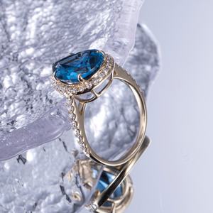 Anillo de Compromiso Messi Jewelry MS-829 de Oro de 10k con Espinela en Corte Pera, Estilo Clásico - Product Image 4