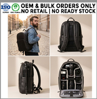 Sac à dos pour appareil photo en cuir pleine fleur de qualité supérieure pour appareil photo reflex numérique professionnel, résistant aux chocs, sac à dos de photographie pour hommes, fabricant OEM