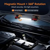 Lámpara de Trabajo Recargable COB Multifuncional Tipo C, Magnética, Giratoria 360°, con Gancho Digital para Reparación de Automóviles, Camping y Emergencias
