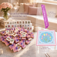 Jeu de Mahjong Plaqué Or Violet Luxe Design Moderne 160 Tuiles Acrylique Standard Casino Fait Main Non Toxique Logo Personnalisé OEM Résistant à l'Eau