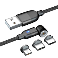 Câble de charge magnétique USB 3-en-1 en nylon tressé rotatif pour iPhone et téléphones Android RSZ1 – Idéal pour le dropshipping