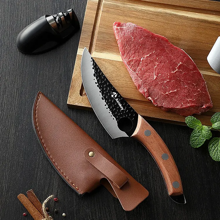 Cuchillo de carnicero para deshuesar de acero inoxidable forjado completo hecho a mano de 5,5 pulgadas, cuchillo de Chef de cocina serbio