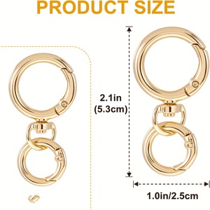 Anneau porte-clés rond à ressort, mousqueton, anneaux en O, crochet pivotant à déclenchement, fermoirs métalliques, porte-clés, lanière de sac à main, loisirs créatifs, chaîne de clés - Product Image 6
