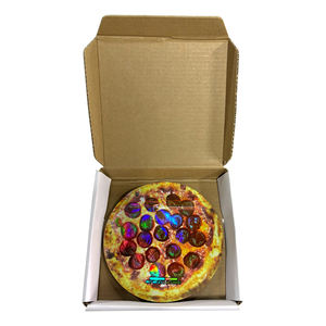 新品到着品質UVプリント臭いプルーフ再利用可能ホログラフィック3.5gダイカットピザ形状マイラーバッグ紙箱付き食品包装 - Product Image 3