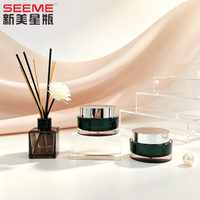 Pots en plastique acrylique de luxe 0,5 oz/1 oz avec couvercle à vis argenté pour usage cosmétique (crème contour des yeux et sérum de soin de la peau)