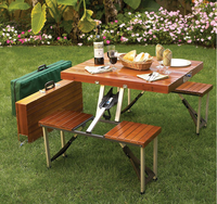 Table et chaises de camping pliantes en bois massif de bonne qualité pour l'extérieur table de pique-nique pour l'extérieur