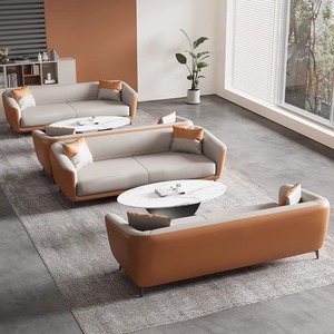 Conjunto <span class=keywords><strong>de</strong></span> Sofá <span class=keywords><strong>de</strong></span> <span class=keywords><strong>Oficina</strong></span>, Simple y Moderno, <span class=keywords><strong>de</strong></span> Cuero, para Áreas <span class=keywords><strong>de</strong></span> Recepción, Zonas <span class=keywords><strong>de</strong></span> Invitados, Salas <span class=keywords><strong>de</strong></span> Reuniones, Sofá con Mesa <span class=keywords><strong>de</strong></span> Centro - Product Image 2