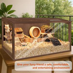 Gabbia per Criceti con Tetto in Legno Resistente ai Morsi, Costruzione Solida e Premium, Ventilata per Porcellini d'India e Piccoli Animali - Product Image 6