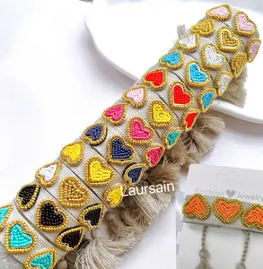 LS-C1697 Trendy jewelry colorful heart bracelet for female freshwater pearl bracelet gold beads bracelets daily wear