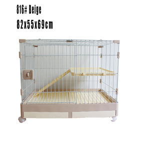 Fabrika doğrudan toptan lüks yüksek kaliteli PP plastik çelik metal demir tel çift tepsi pet köpek kedi tavşan kafesi tekerlekler - Product Image 5