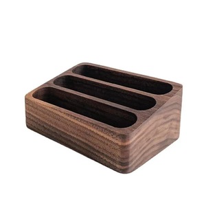 <b>Solid</b> <b>Wood</b> Business Card Holder Multi Compartment <b>Desk</b> Organizer Office Desktop Storage Box Modern Minimalist Style - Product Image 5