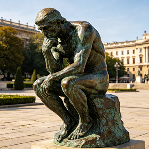 Statue du Penseur en <span class=keywords><strong>bronze</strong></span> grandeur nature, sculpture célèbre <span class=keywords><strong>de</strong></span> <span class=keywords><strong>Rodin</strong></span>, pour la décoration artistique des jardins et des campus en extérieur, fabrication sur mesure en usine - Product Image 2