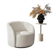 Fauteuil pivotant KINWELL 34 pouces, style mid-century modern, rembourré en tissu bouclé, sans assemblage, pour salon, chambre, meubles de maison