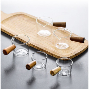 Mini cacerola de vidrio de borosilicato con mango de madera, 40ml 100ml, para salsas, leche, café - Product Image 2