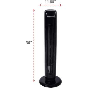 Ventilador de Torre Oscilante Alera de 36 Pulgadas, 3 Velocidades, Plástico Negro, con Control Remoto, Funciona con Batería, para Auto, Hogar y Baño, con Enchufe Estadounidense - Product Image 4